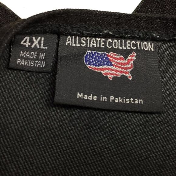 Allstate Vest Men 4X Black Cotton Denim Side Lace Pockets Snaps Motorcycle Biker - Picture 7 of 8